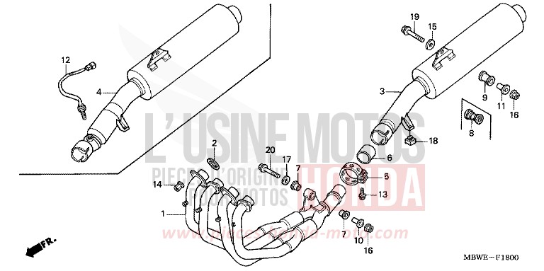 SILENCIEUX D'ECHAPPEMENT de CBR600F VR Special PEARL FLASH YELLOW (Y163B) de 2002